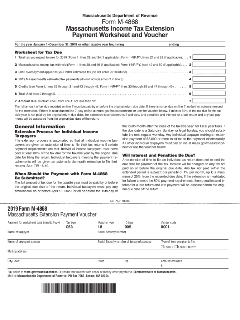 2019 Form MA DoR M 4868 Fill Online Printable Fillable Blank PdfFiller