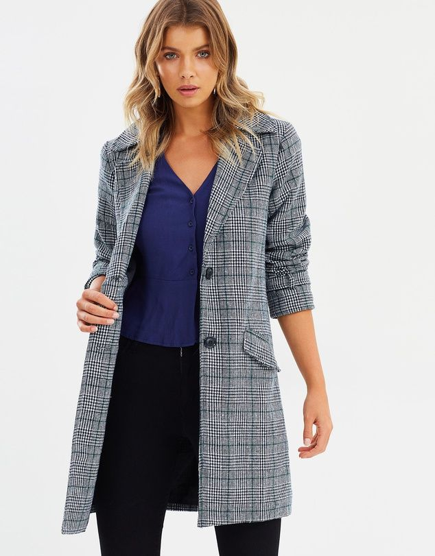 Atmos Here Renee Wool Blend Check Coat Check Coat Autumn Fashion 