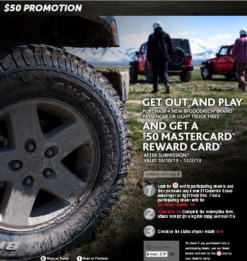 BF Goodrich Tire Coupons New Rebate For November 2020