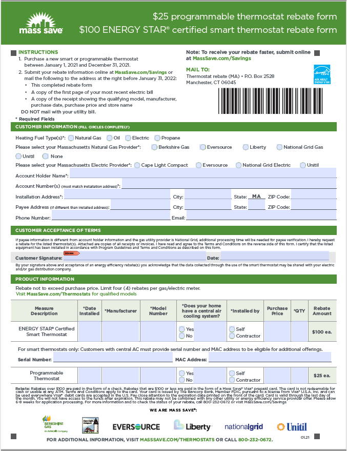 Mass Save 2022 Oil Rebates Forms Mass Save Rebate