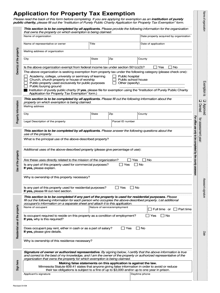 MN Application For Property Tax Exemption Carver County 2004 2022 