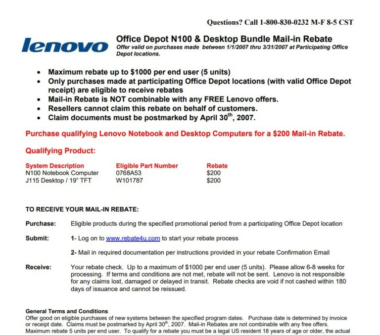 Office Depot Rebate 2023 Printable Rebate Form