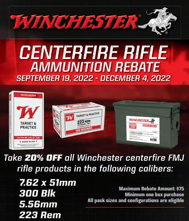 Winchester Centerfire Rifle Ammunition Rebate Up To 75 Rebate On FMJ 