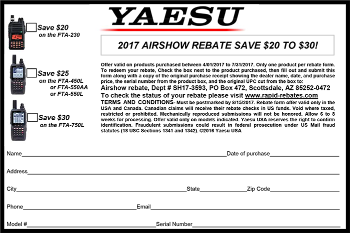 Yaesu Airshow Rebate 2017 Radioworld