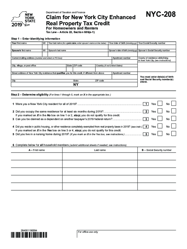 2019 2023 Form NY NYC 208 Fill Online Printable Fillable Blank 