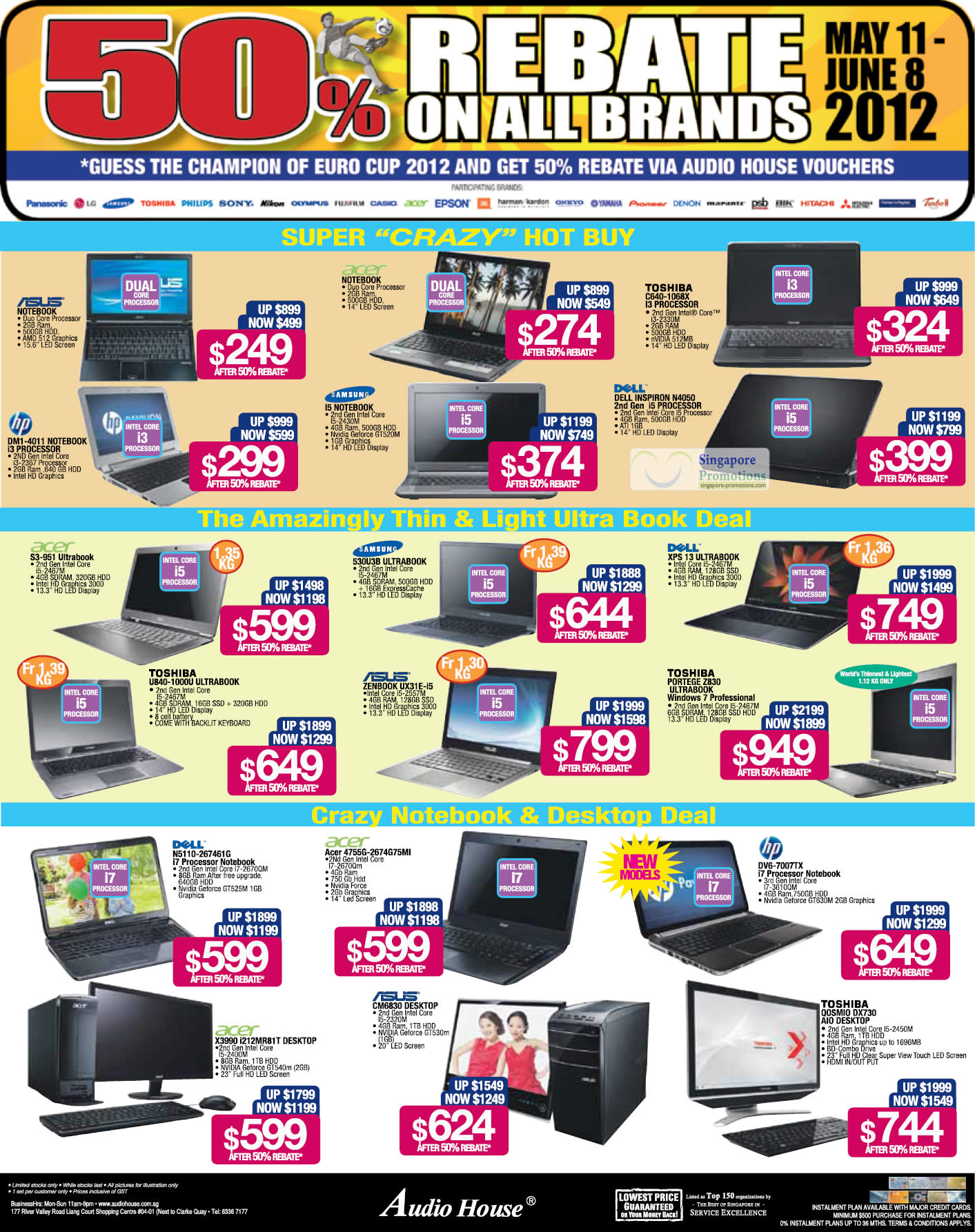 50 Percent Rebate Notebooks Asus HP Samsung Acer Dell Toshiba