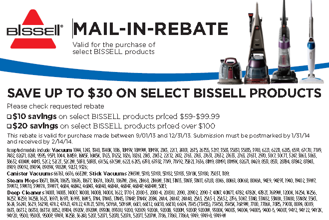 Bissell 30 Check Rebate