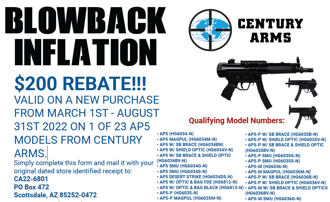 Century Arms 200 Rebate Allegheny Arms And Gun Works