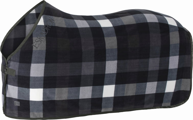 ESKADRON FLEECE CHECK Cooler Rug Black Creme Dark Olive EquusVitalis 