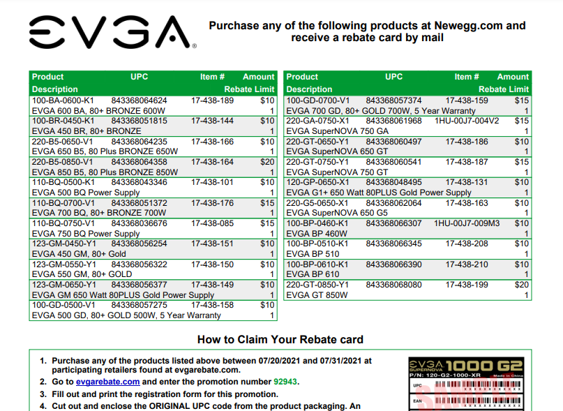 Evga Printable Rebate Form