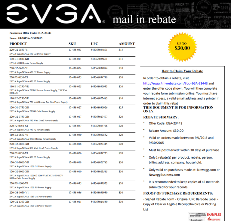 Evga Rebate Form Printable Rebate Form