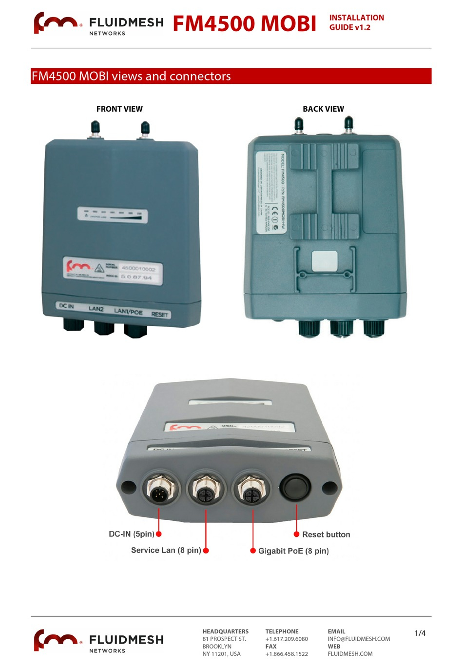 FLUIDMESH FM4500 MOBI WIRELESS ACCESS POINT INSTALLATION MANUAL 