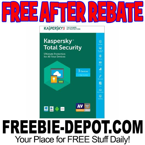 FREE AFTER REBATE Kaspersky Total Security 2017 3 Devices 1 Year 