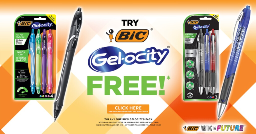 Free Pack Of BIC Gel ocity Pens After Rebate Limit 2 Kollel Budget