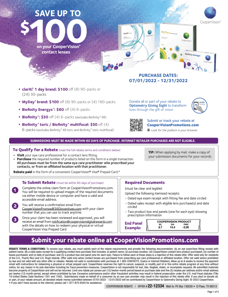 How To Claim A CooperVision And Biofinity Contacts Rebate 2022