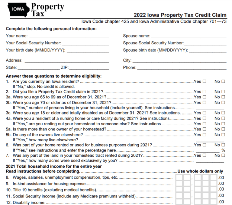 Iowa Rent Rebate Form 2023 Printable Rebate Form