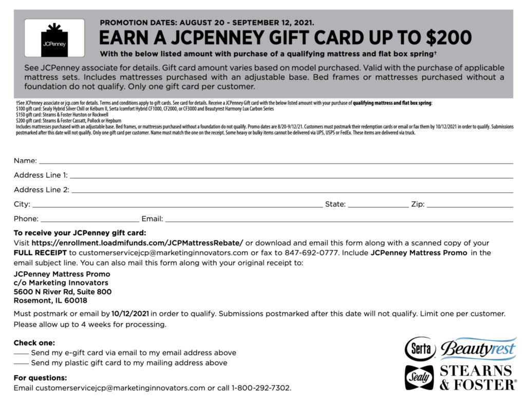 Jcpenney Black Friday Rebate Forms Printable Rebate Form