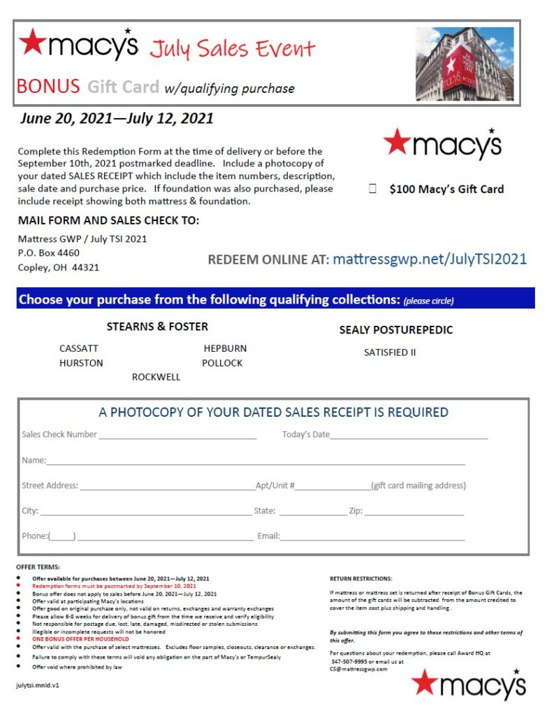 Macy s Lenox Rebate Form Printable Rebate Form