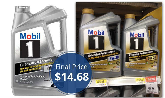 Mobil 1 5 Quart Motor Oil Only 14 68 At Walmart Motor Oil Walmart 