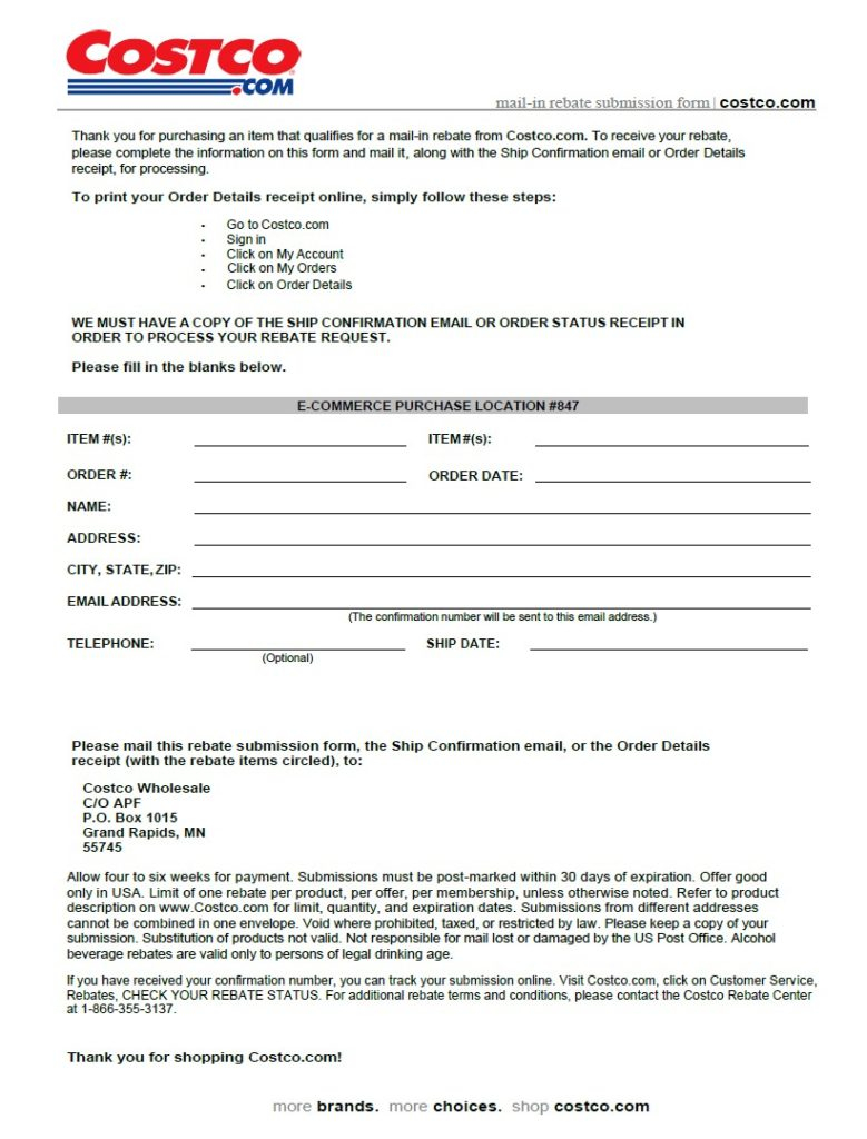 Mobil 1 Rebate Costco Printable Rebate Form