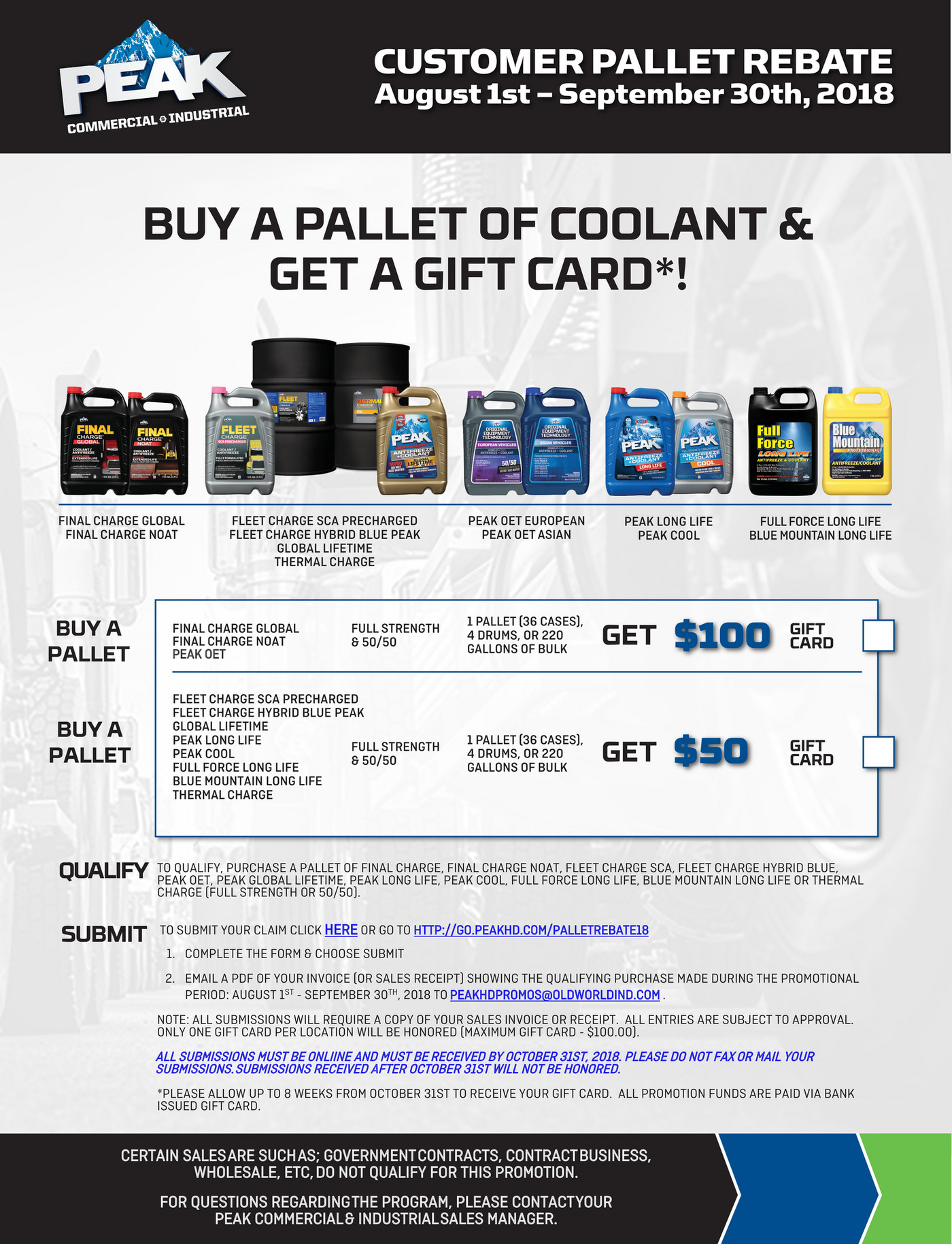 PEAK C I 2018 PEAK CI Coolant Pallet Rebate Page 1 Created With 