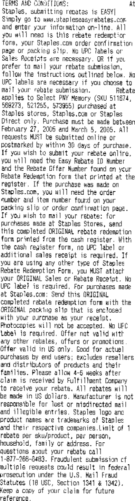 Staples Easy Rebates Horror Story