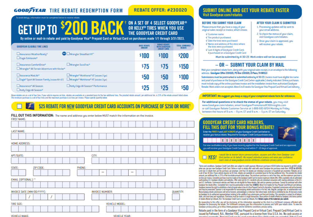 The Ultimate Guide To Goodyear Rebate Status Check Goodyear Rebates