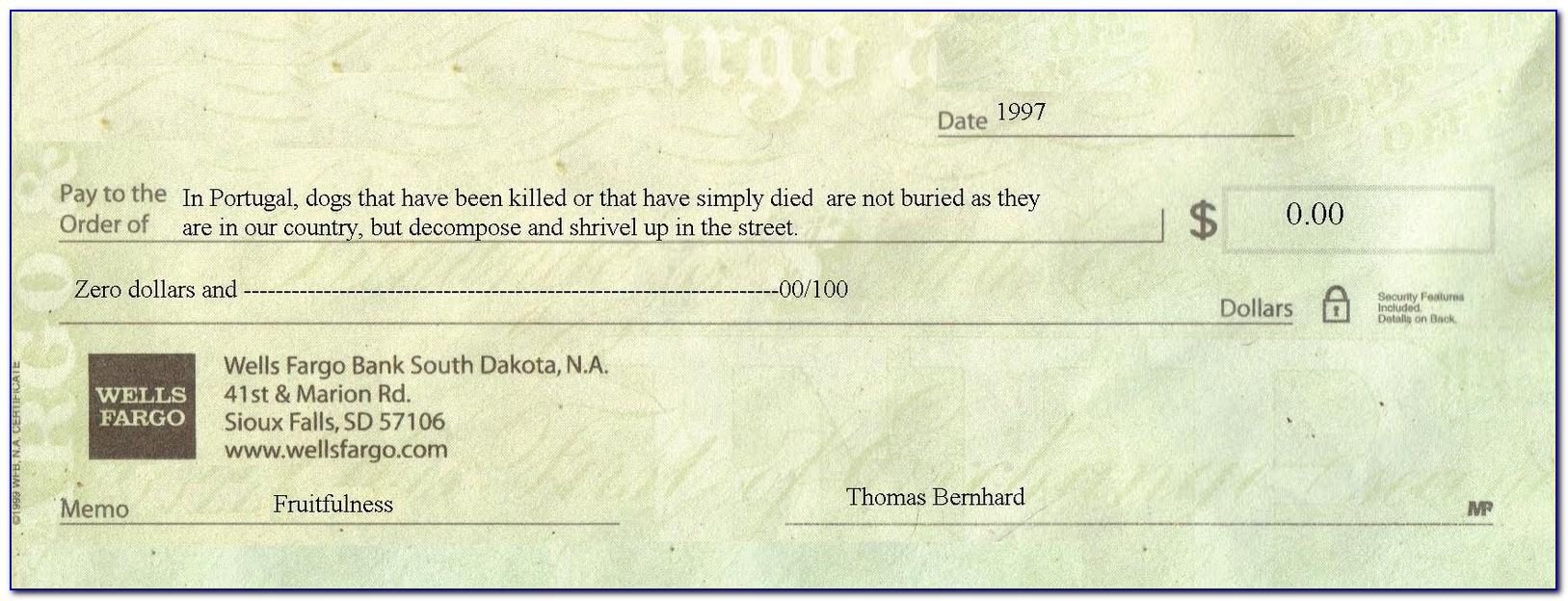 Wells Fargo Cashier s Check Template