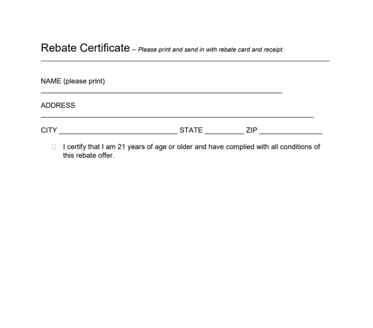 White Claw Printable Rebate Form